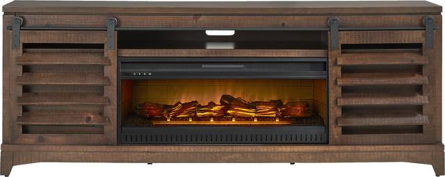 Canoe Creek II Tobacco 88 in. Console with Electric Log Fireplace - Thumbnail - Image 1