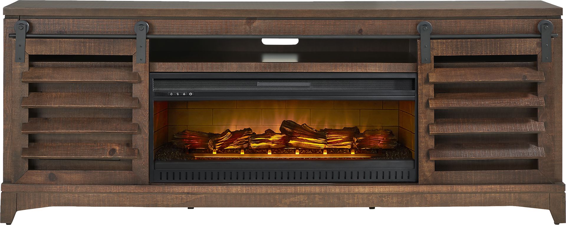 Canoe Creek II Tobacco 88 in. Console with Electric Log Fireplace - Image 1