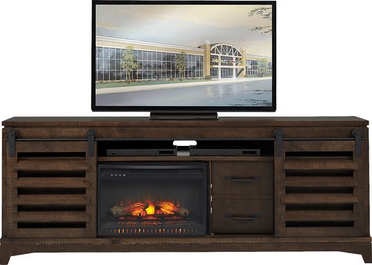 Canoe Creek II Tobacco 88 in. Console with Electric Log Fireplace