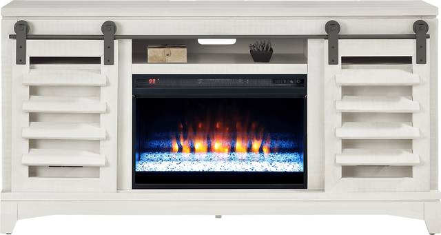 Canoe Creek II White 66 in. Console with Electric Fireplace - Thumbnail - Image 2