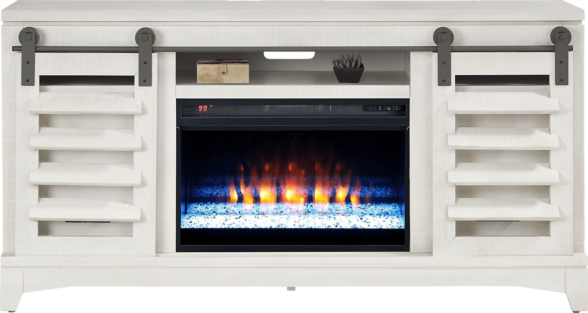 Canoe Creek II White 66 in. Console with Electric Fireplace - Image 2
