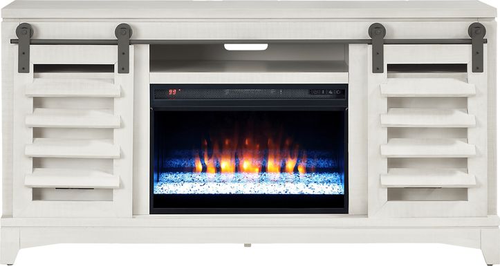 Canoe Creek II White 66 in. Console with Electric Fireplace