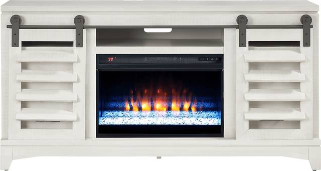 Canoe Creek II White 66 in. Console with Electric Fireplace - Thumbnail - Image 1