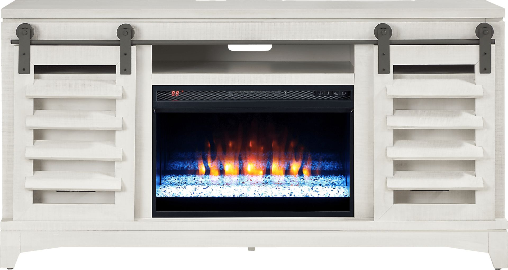 Canoe Creek II White 66 in. Console with Electric Fireplace - Image 1