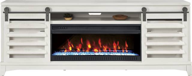 Canoe Creek II White 88 in. Console with Electric Fireplace - Thumbnail - Image 2