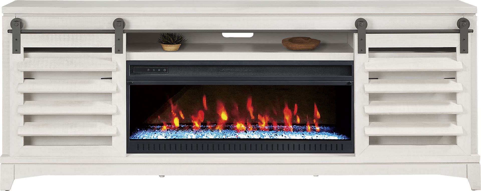 Canoe Creek II White 88 in. Console with Electric Fireplace - Image 2