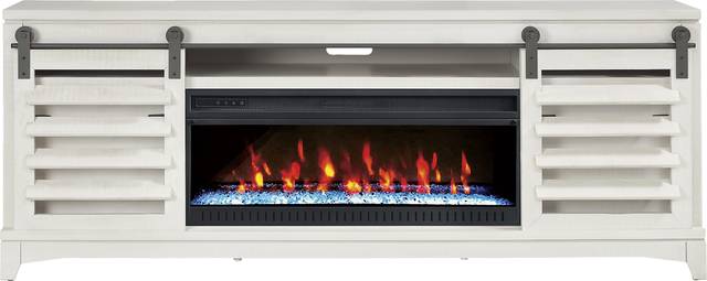 Canoe Creek II White 88 in. Console with Electric Fireplace - Thumbnail - Image 1