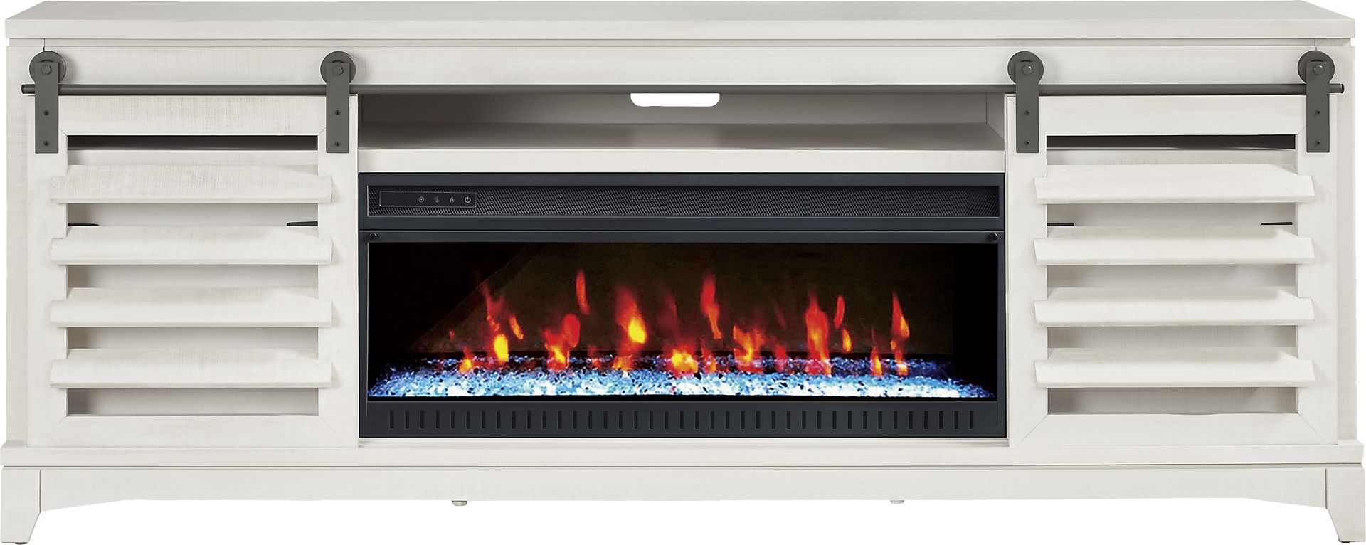 Canoe Creek II White 88 in. Console with Electric Fireplace - Image 1