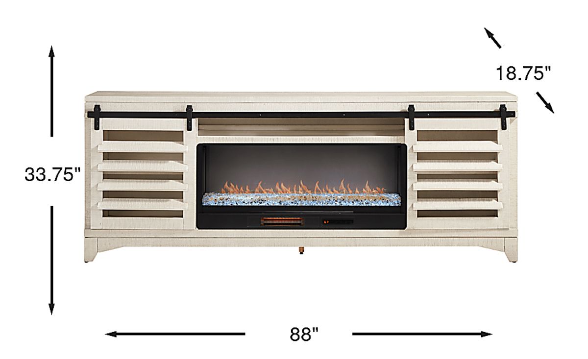 Canoe Creek 2 Pc White Colors,White 88 In Crystal Fireplace