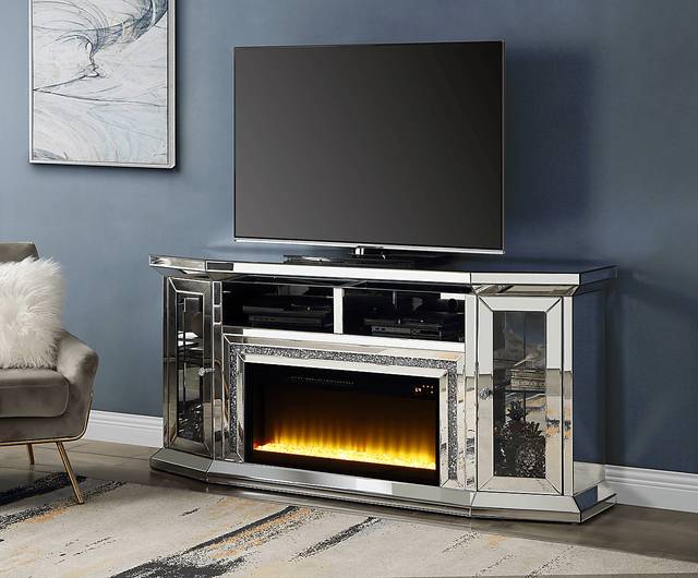 Canterchase Silver 67 in Console, With Electric Fireplace - Thumbnail - Image 2