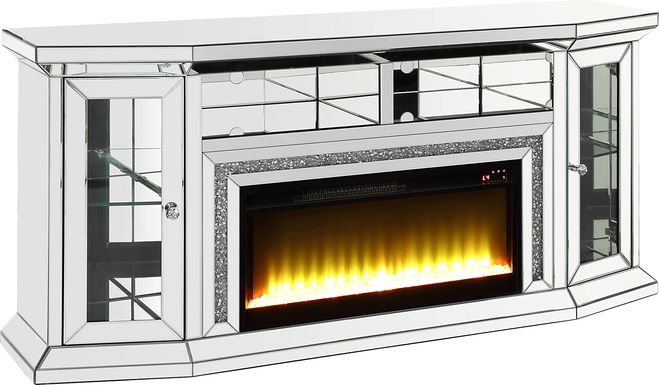 Canterchase Silver 67 in Console, With Electric Fireplace