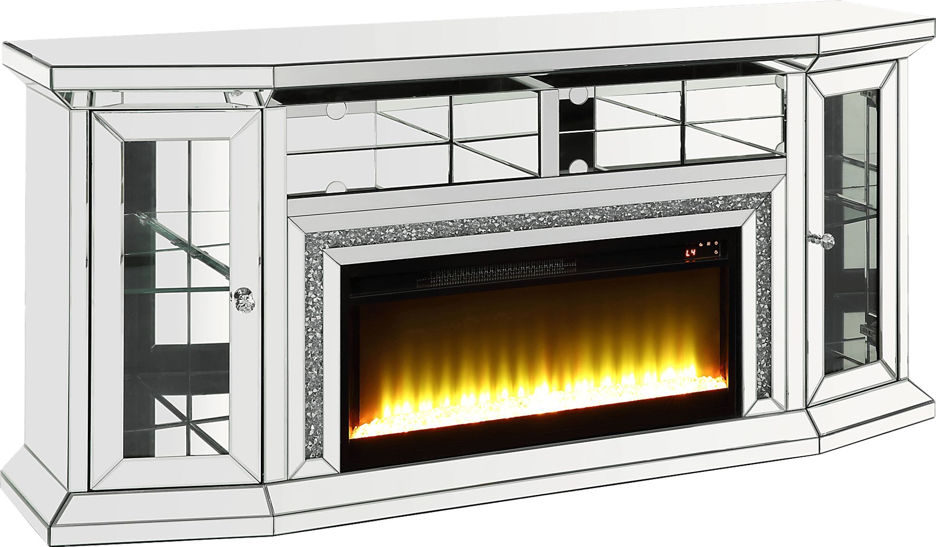 Canterchase Silver 67 in Console, With Electric Fireplace - Image 1