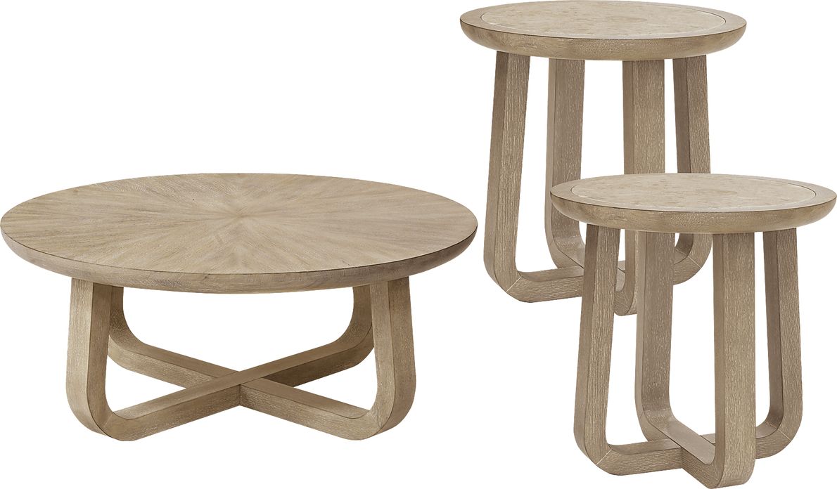 Canyon 3 Pc Table Set with Stone Top End Tables