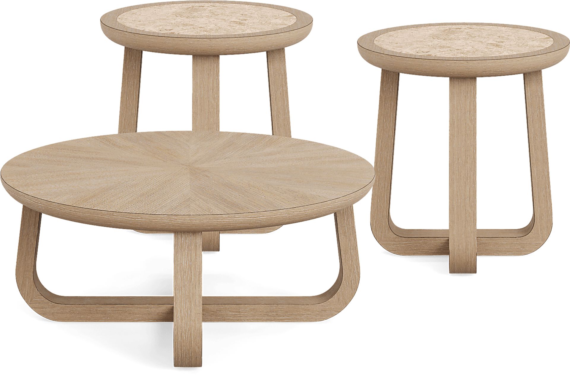 Canyon Sandstone 3 Pc Table Set with Stone Top End Tables - Image 1