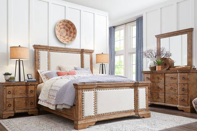 Canyon City Camel 3 Pc Queen Upholstered Bed - Thumbnail - Image 2