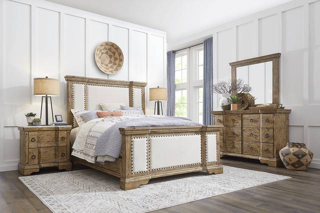 Canyon City Camel 7 Pc Queen Upholstered Bedroom - Thumbnail - Image 1