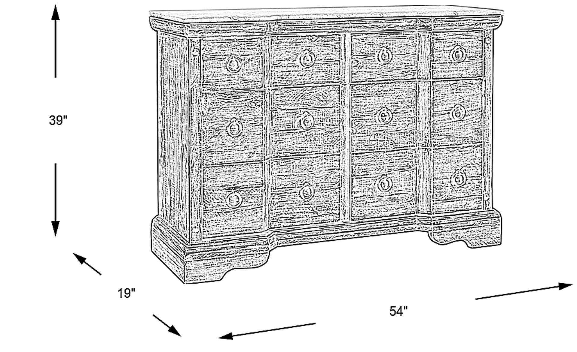 Dimension Image. Please refer to the Dimension Tab on this page for dimension details.