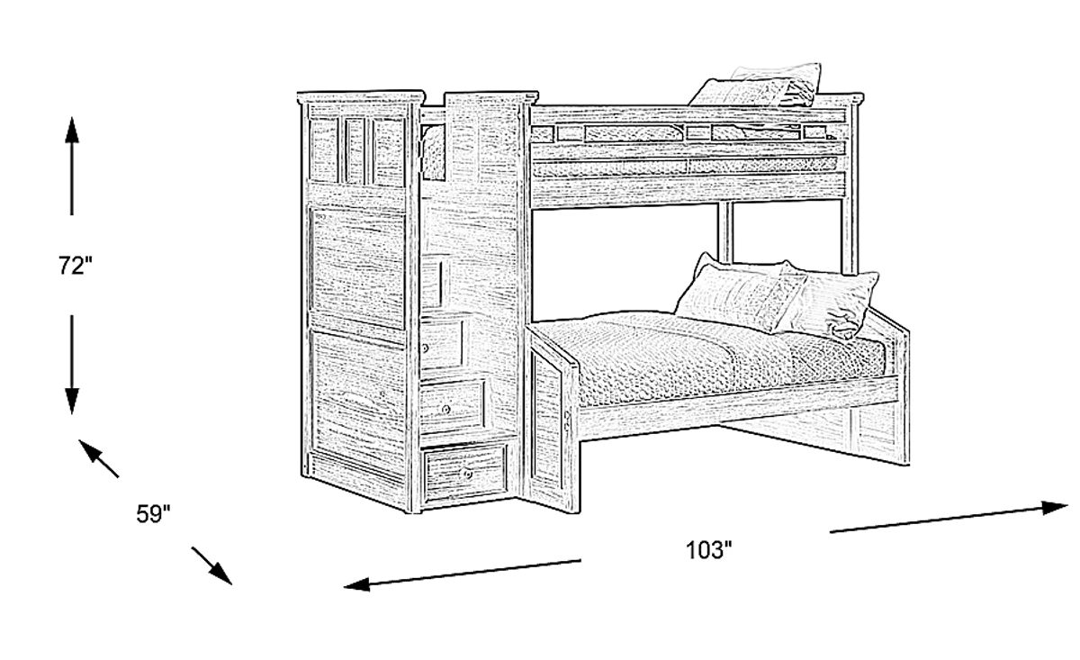 Canyon Lake Ash Gray Twin Full Step Bunk 