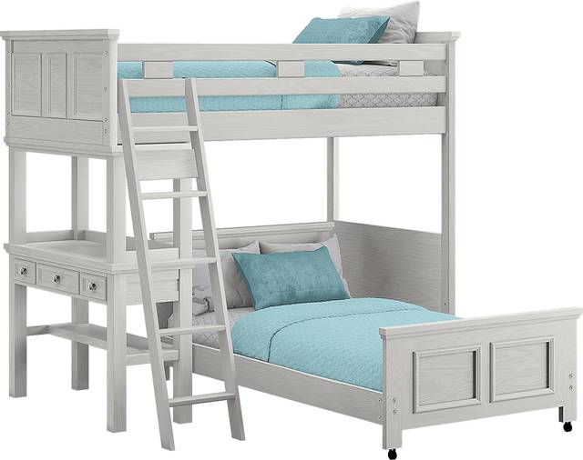 Kids Canyon Lake Ash Gray Twin/Twin Loft with Desk - Thumbnail - Image 1