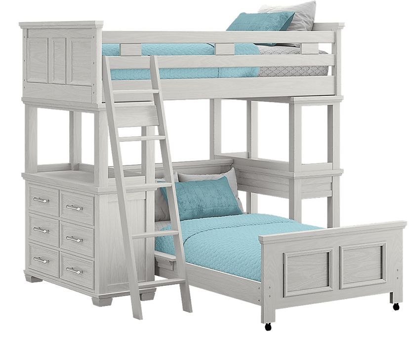 Kids Canyon Lake Ash Gray Twin/Twin Loft with Dresser and Desk