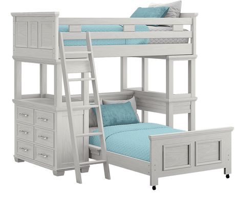 Canyon Lake Ash Gray Twin/Twin Loft with Dresser and Desk