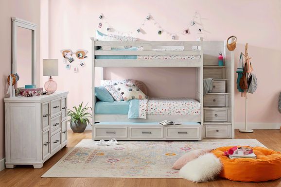 Kids Canyon Lake Ash Gray Twin/Twin Step Bunk