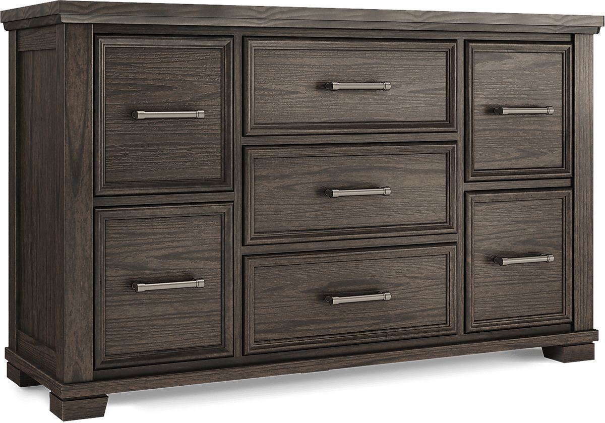 Canyon Lake 5 Pc Java Dark Wood Twin Bedroom Set With Twin Bed, Mirror ...