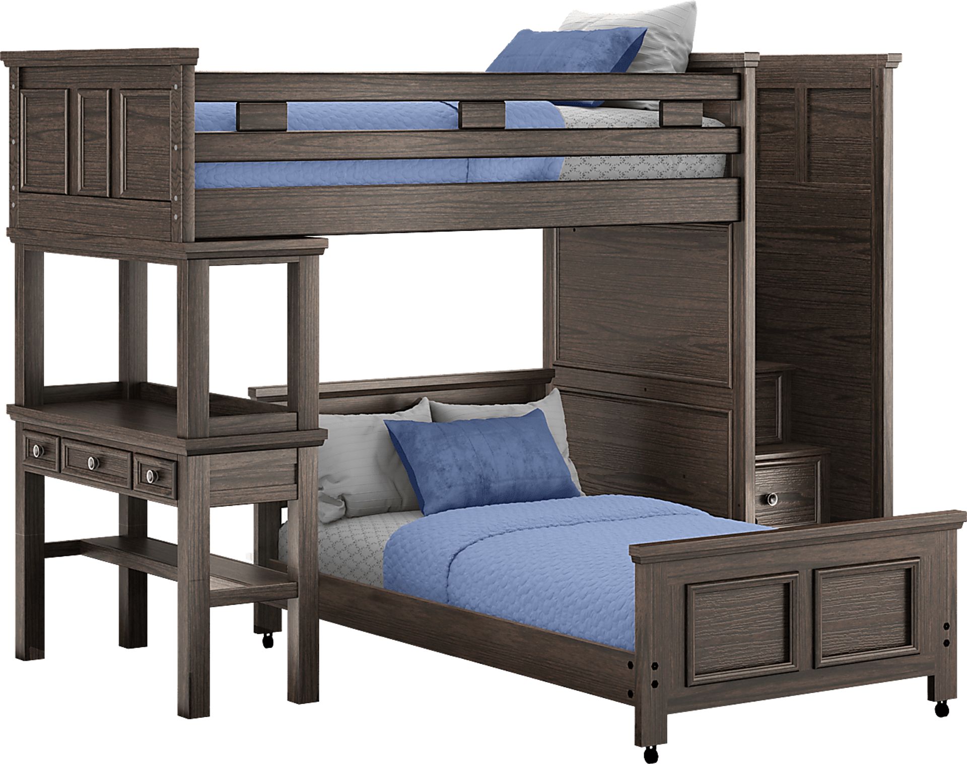Kids Canyon Lake Java Twin/Twin Step Loft with Desk - Image 1