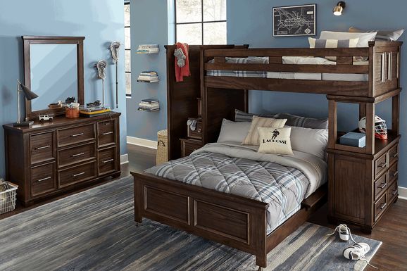 Kids Canyon Lake Java Twin/Twin Step Loft with Dresser