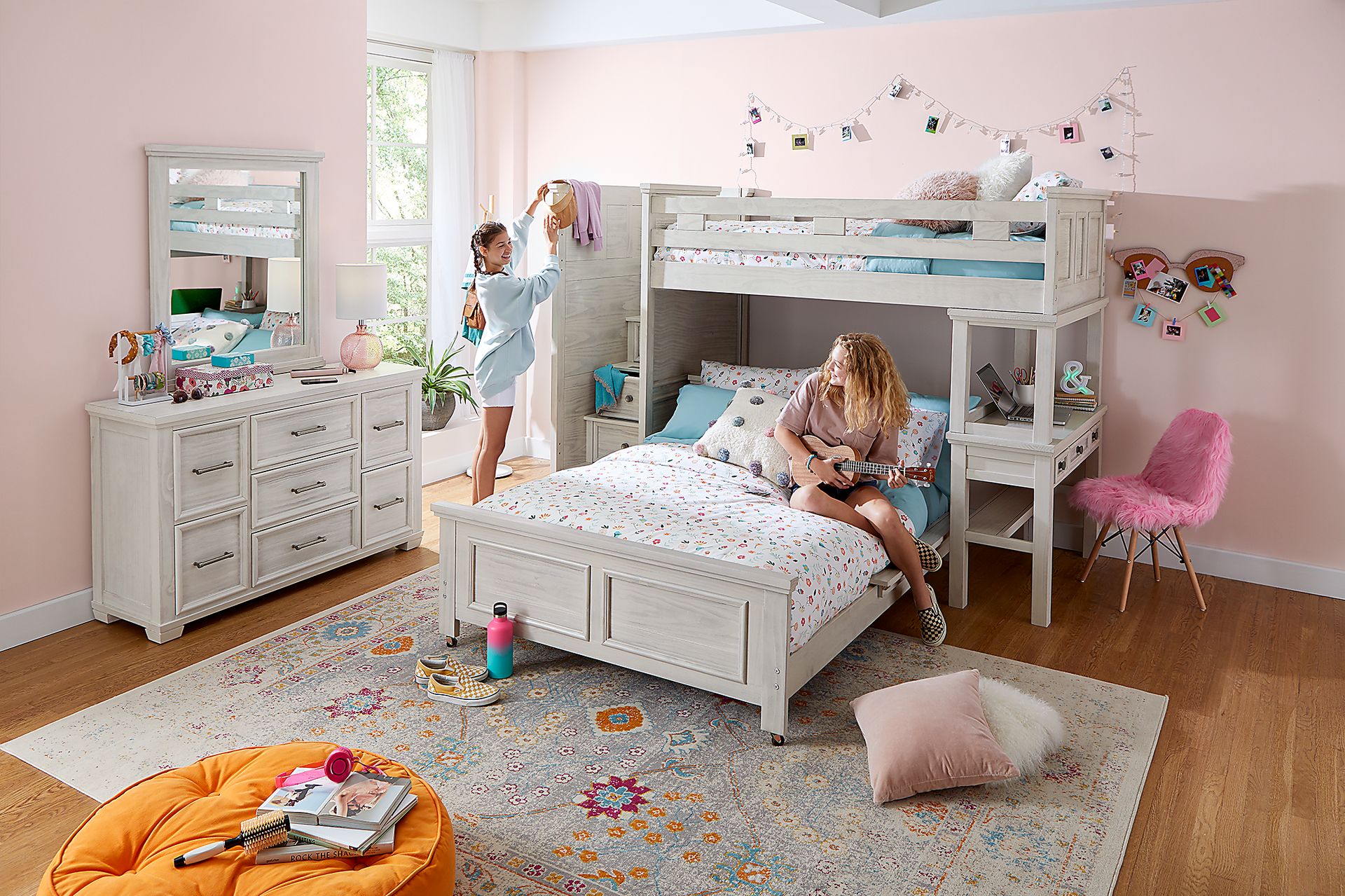 Kids Canyon Lake Ash Gray Twin/Full Step Loft with Desk - Image 5