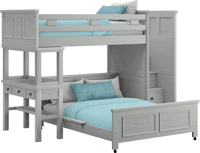 Kids Canyon Lake Ash Gray Twin/Full Step Loft with Desk - Thumbnail - Image 1
