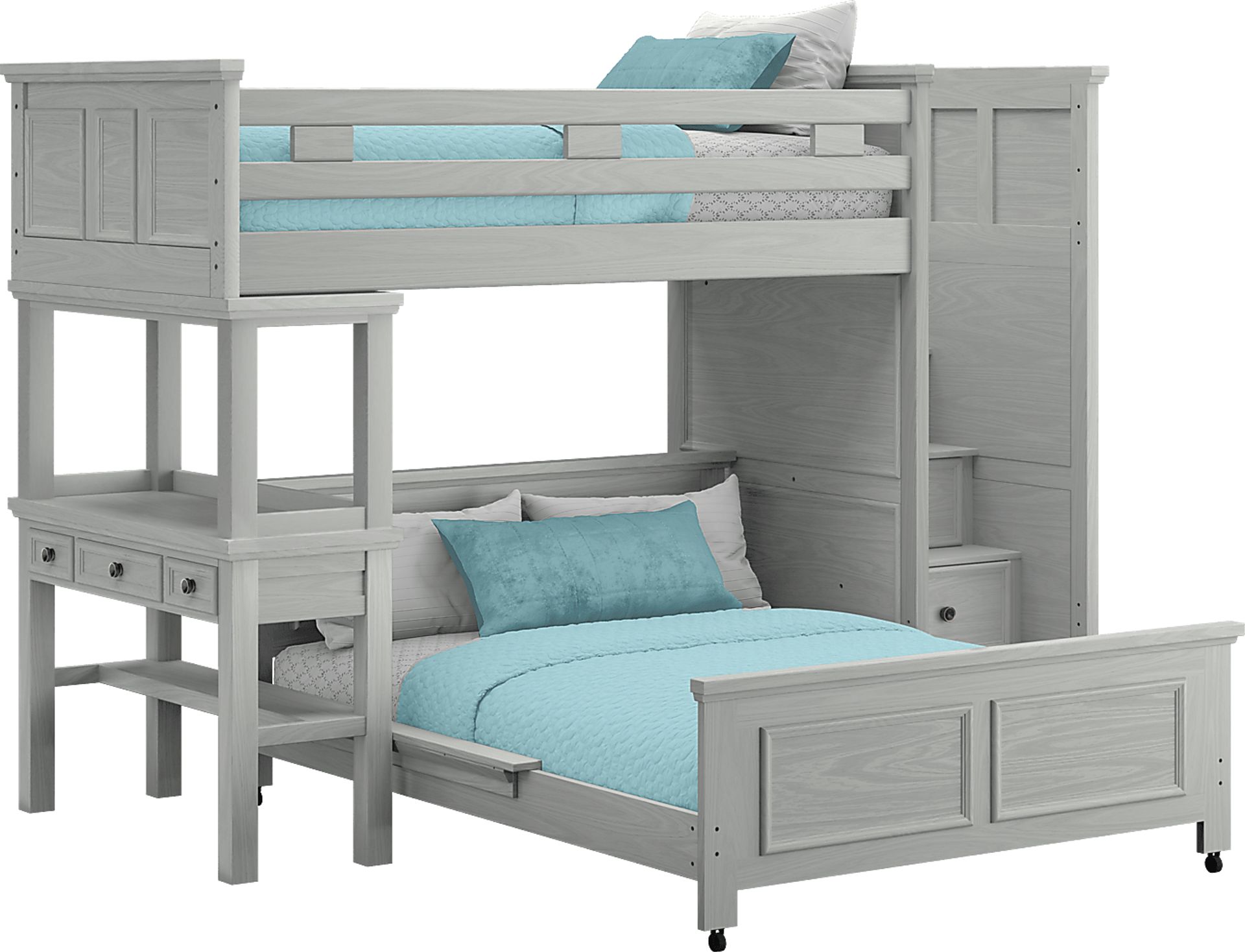 Kids Canyon Lake Ash Gray Twin/Full Step Loft with Desk - Image 1