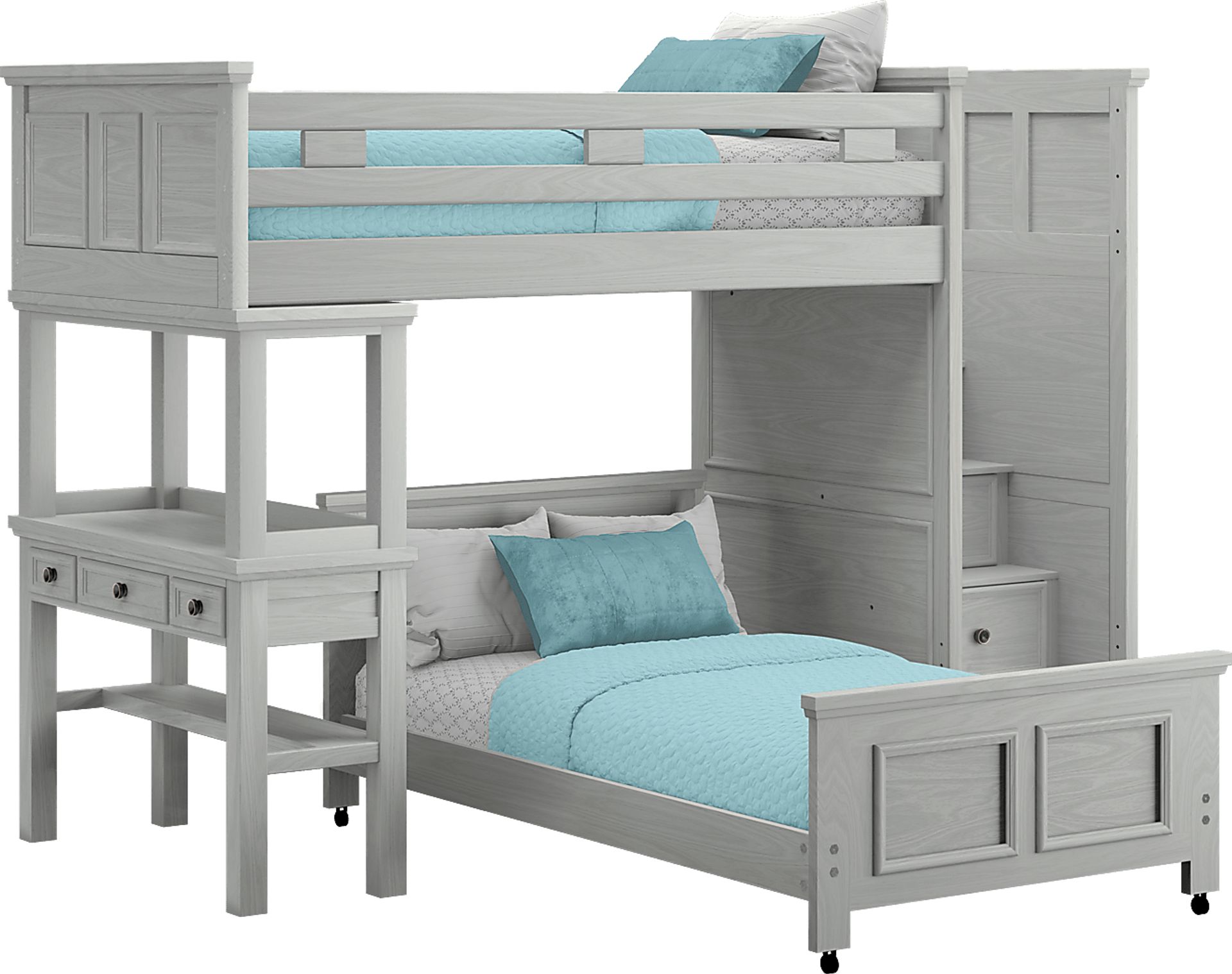 Kids Canyon Lake Ash Gray Twin/Twin Step Loft with Desk - Image 1