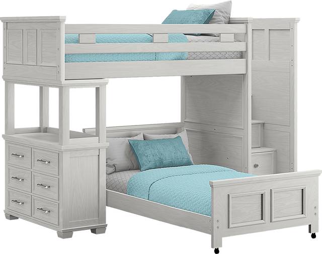 Kids Canyon Lake Ash Gray Twin/Twin Step Loft with Dresser - Thumbnail - Image 1