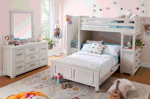 Kids Canyon Lake Ash Gray Twin/Twin Step Loft with Dresser