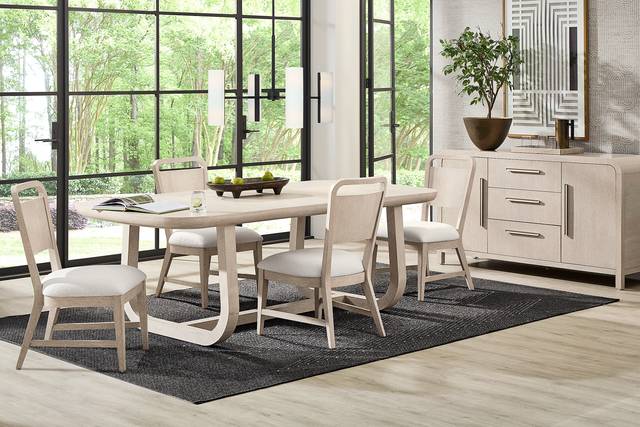 Canyon Light Gray 5 Pc Dining Room with Panel Back Chairs - Thumbnail - Image 1