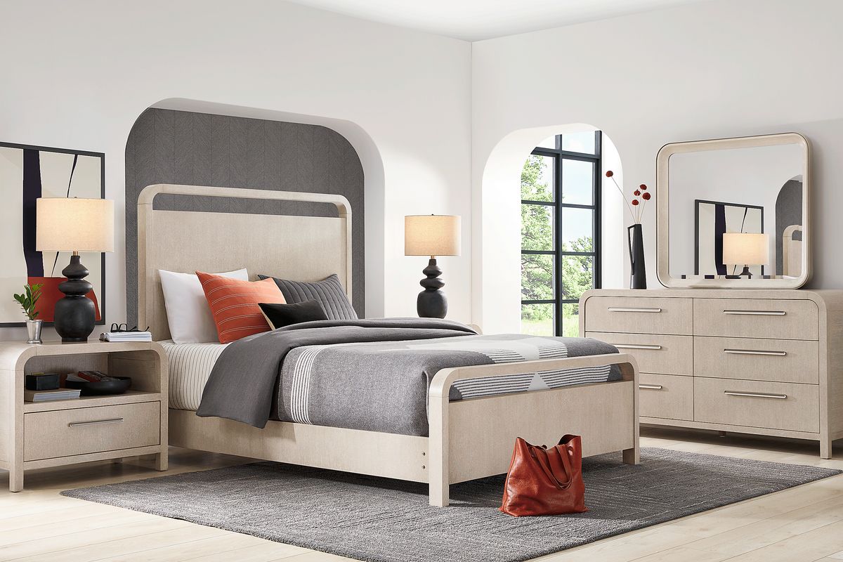Drew & Jonathan Canyon 7 Pc Light Gray King Bedroom Set With Dresser, Mirror, 3 Pc King Panel ...