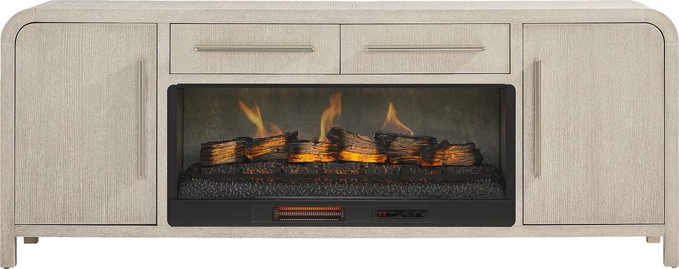 Canyon Light Gray 84 in. Console with Electric Log Fireplace