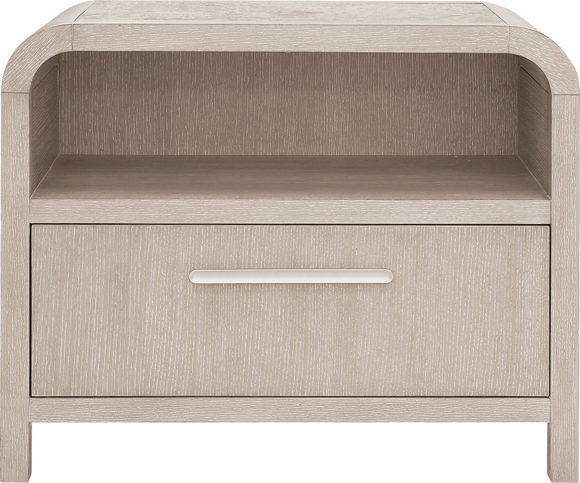 light gray open nightstand