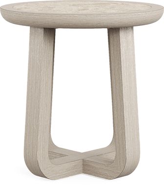 Canyon Light Gray Round End Table with Stone Top