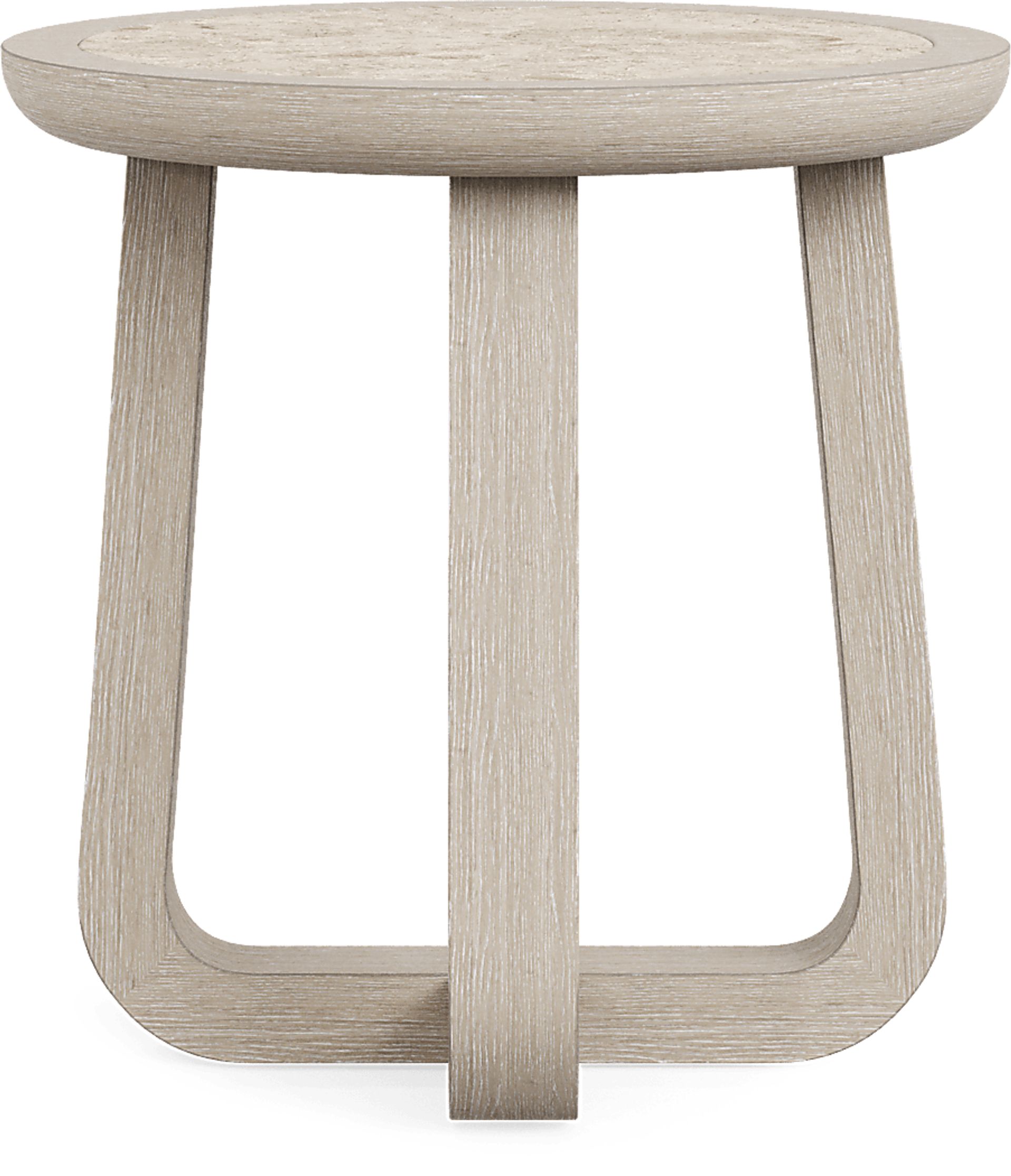 Canyon Light Gray Round End Table with Stone Top - Image 2