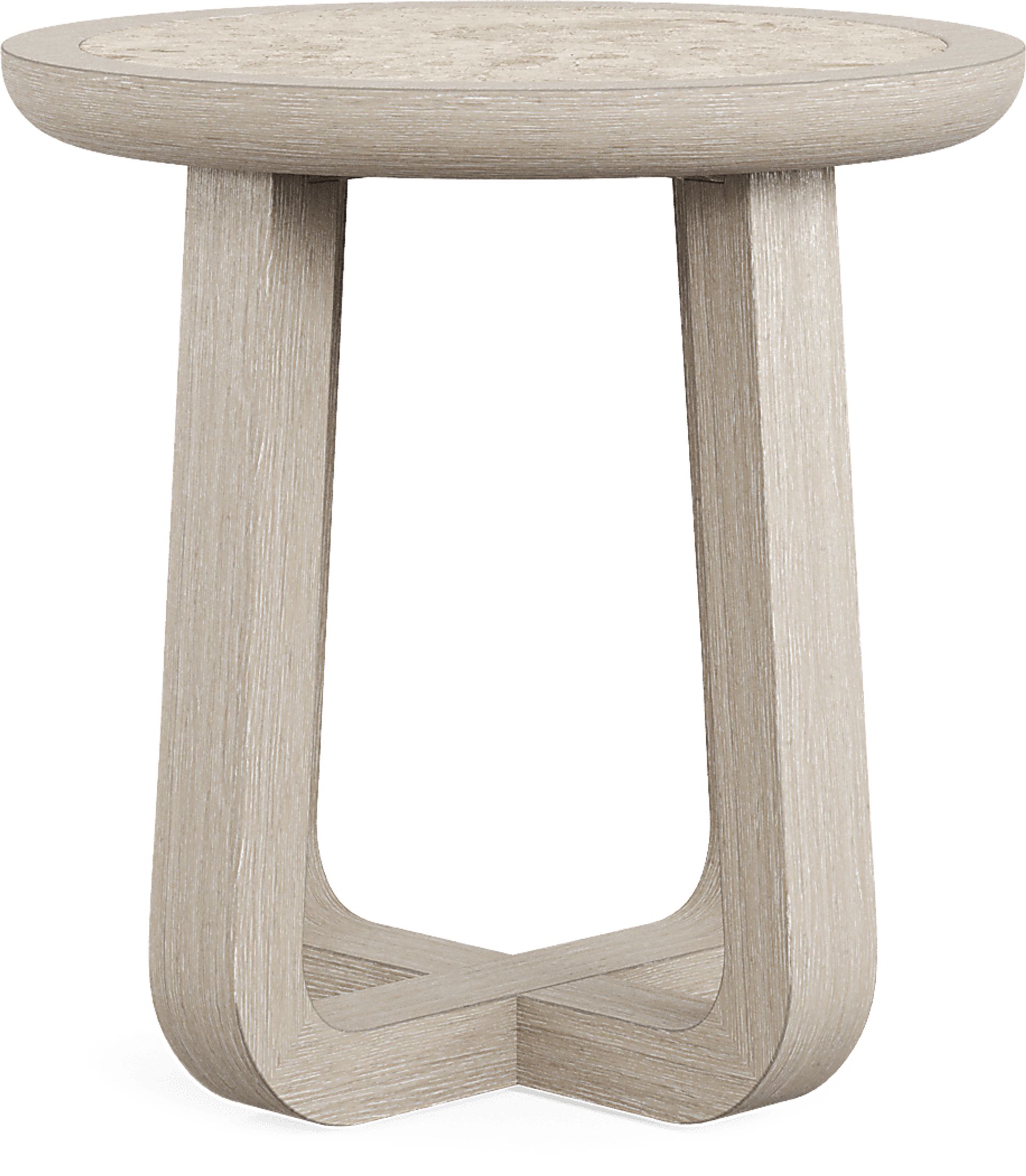 Canyon Light Gray Round End Table with Stone Top - Image 1