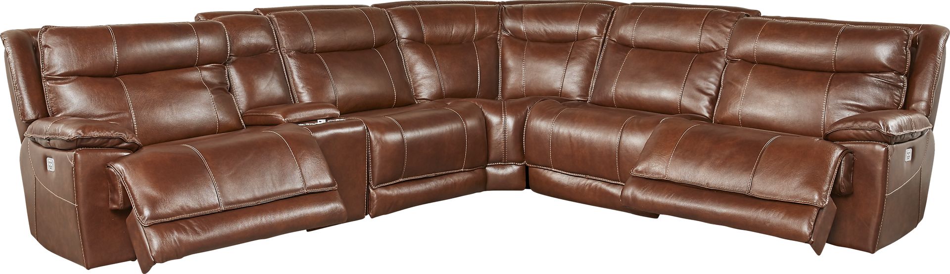 Canyon Ranch Brown 6 Pc Leather Power Plus Reclining Sectional - Image 2