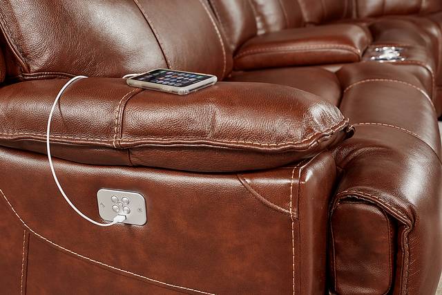 Canyon Ranch Brown 6 Pc Leather Power Plus Reclining Sectional - Thumbnail - Image 3