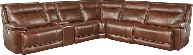 Canyon Ranch Brown 6 Pc Leather Power Plus Reclining Sectional - Thumbnail - Image 1