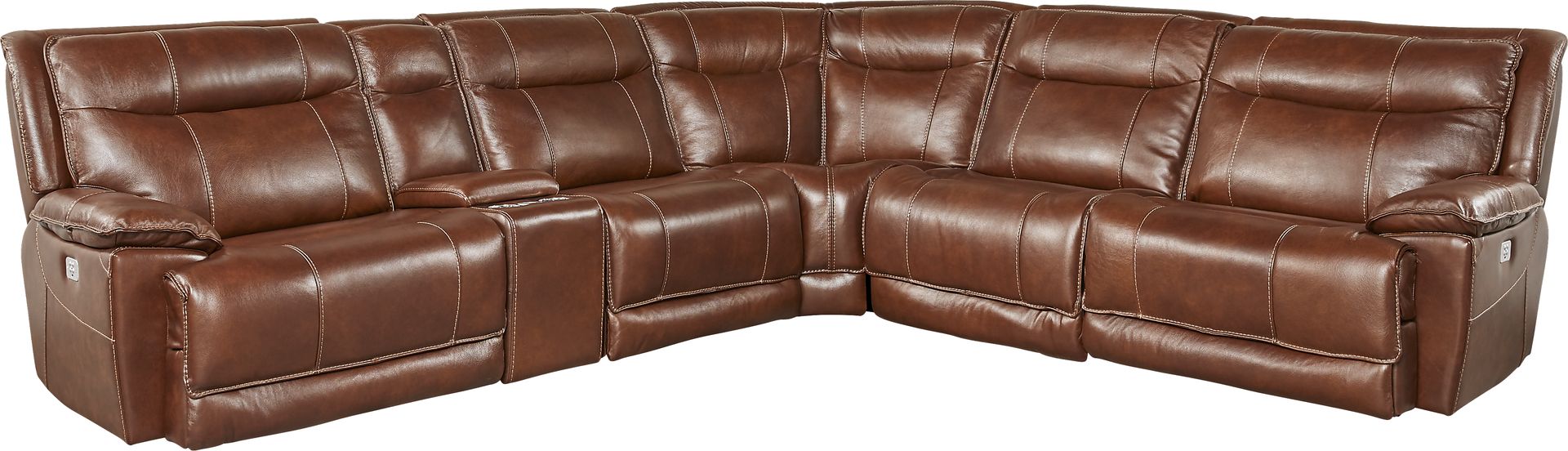 Canyon Ranch Brown 6 Pc Leather Power Plus Reclining Sectional - Image 1