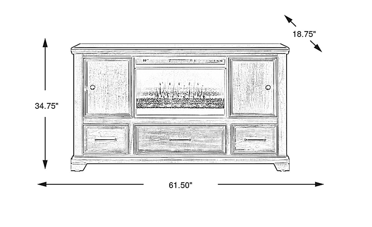 Canyon river java dark wood 61 in console with crystal firebox rooms