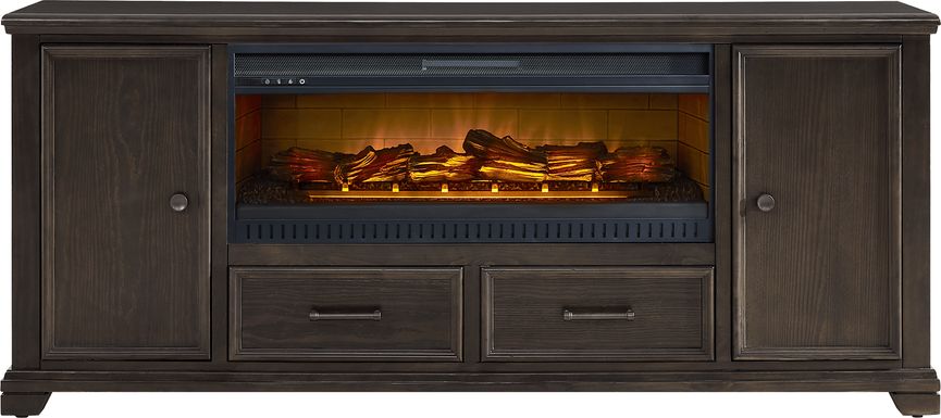 Canyon River Java 81 in. Console with Electric Log Fireplace