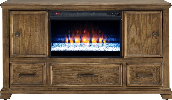 Canyon River Saddle 61 in. Console with Electric Fireplace