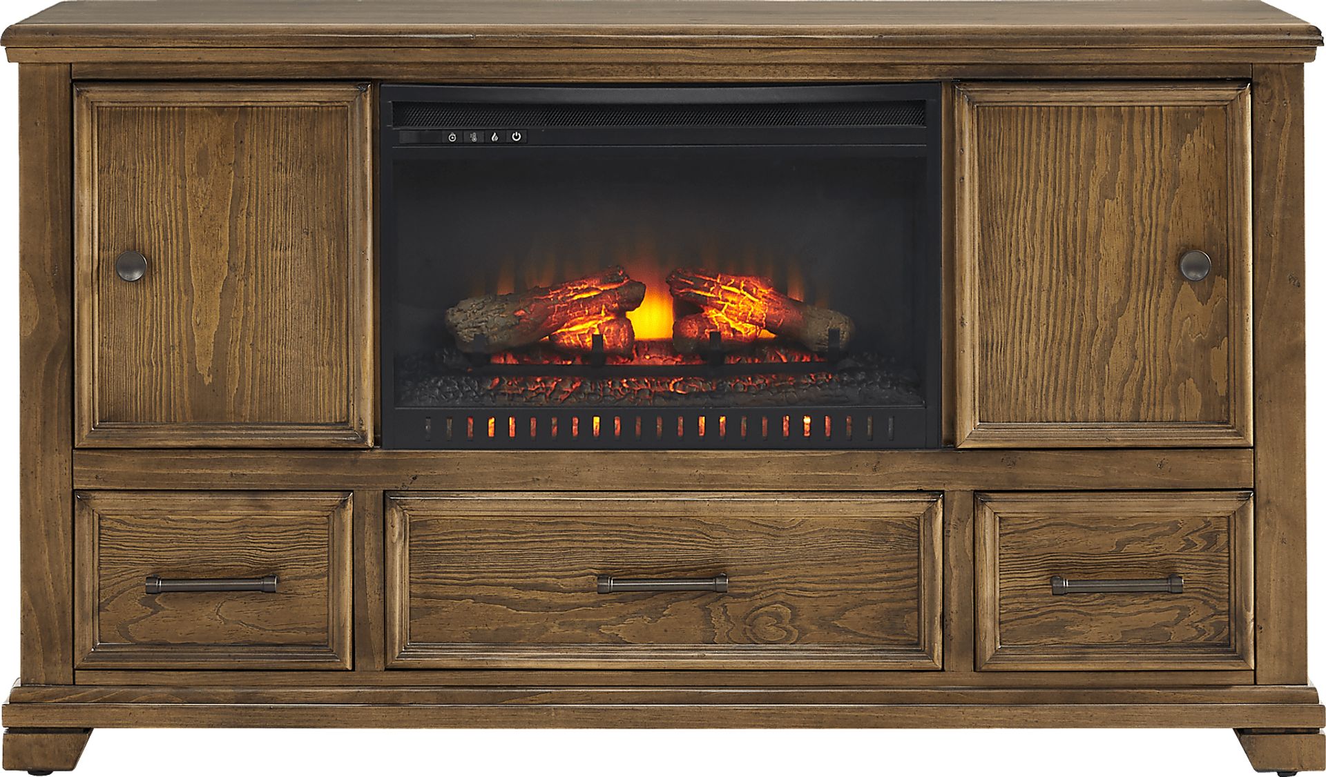 Canyon River Saddle 61 in. Console with Electric Log Fireplace - Image 1